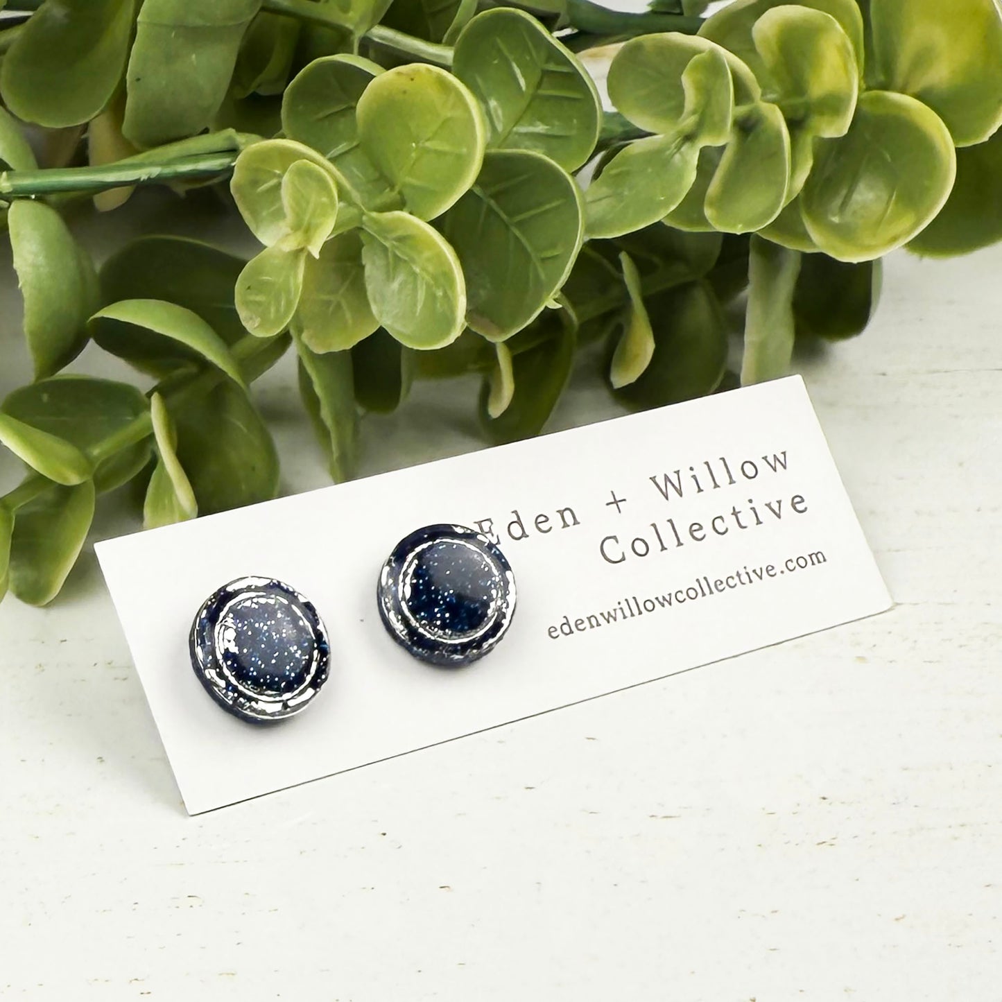 Mini Circle Stud Earrings – Everyday Polymer Clay with Gold Accent