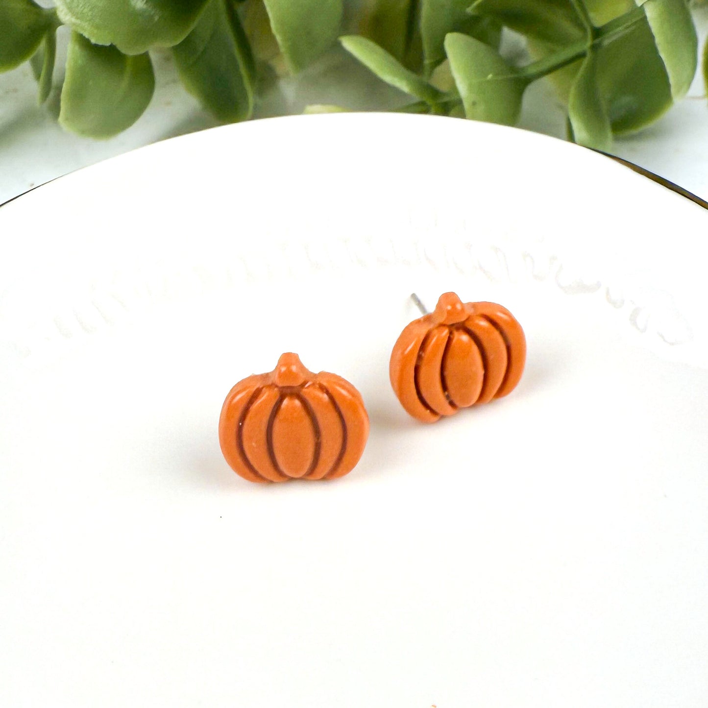 Pumpkin Stud Earrings – Fall Polymer Clay Jewelry | Autumn Harvest Earrings