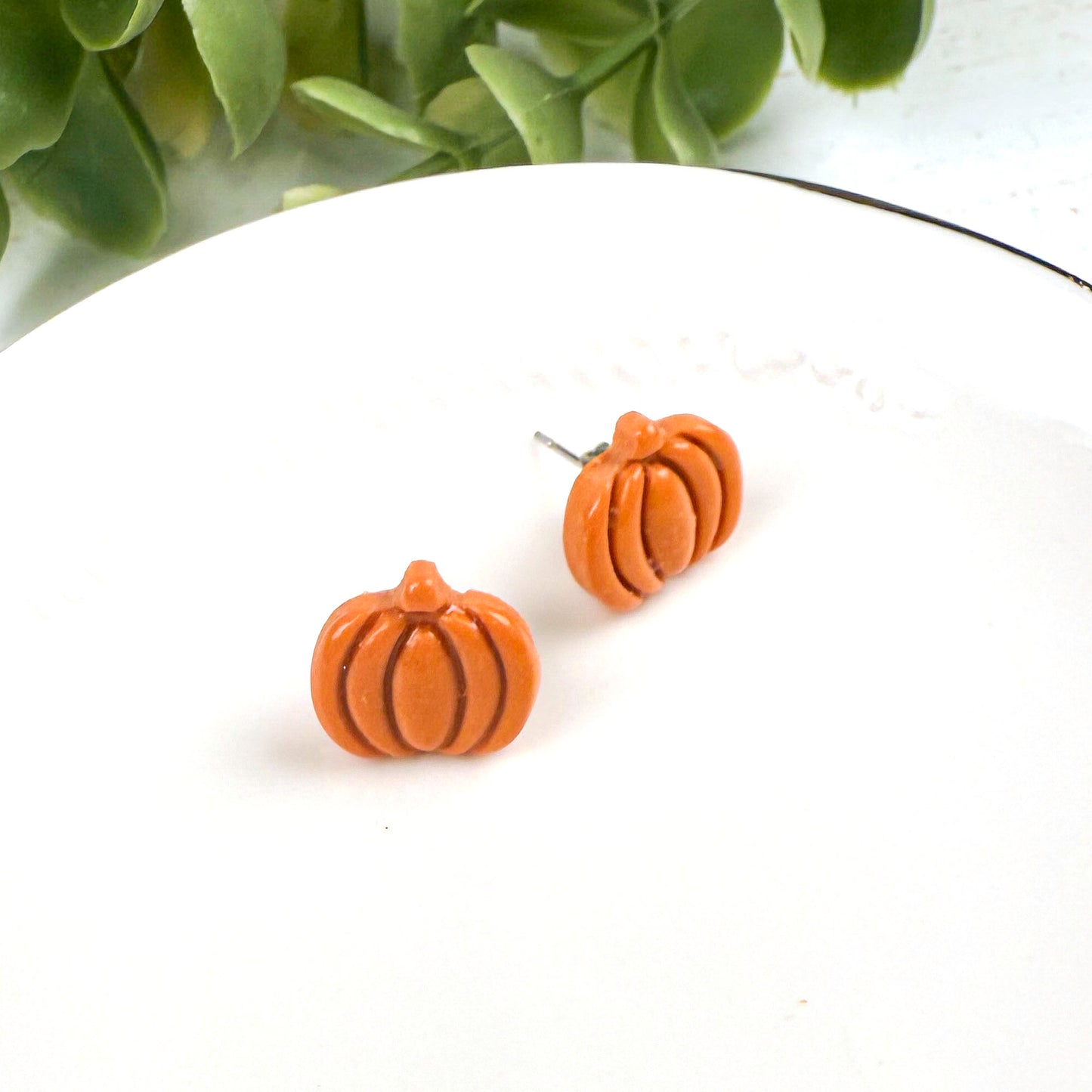 Pumpkin Stud Earrings – Fall Polymer Clay Jewelry | Autumn Harvest Earrings