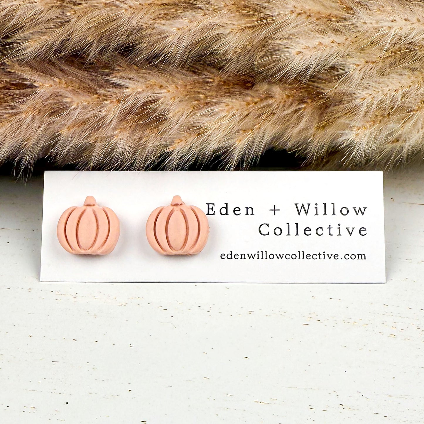 Pink Pumpkin Earrings – Handmade Clay Studs for Cozy Fall and Autumn Everyday Wear