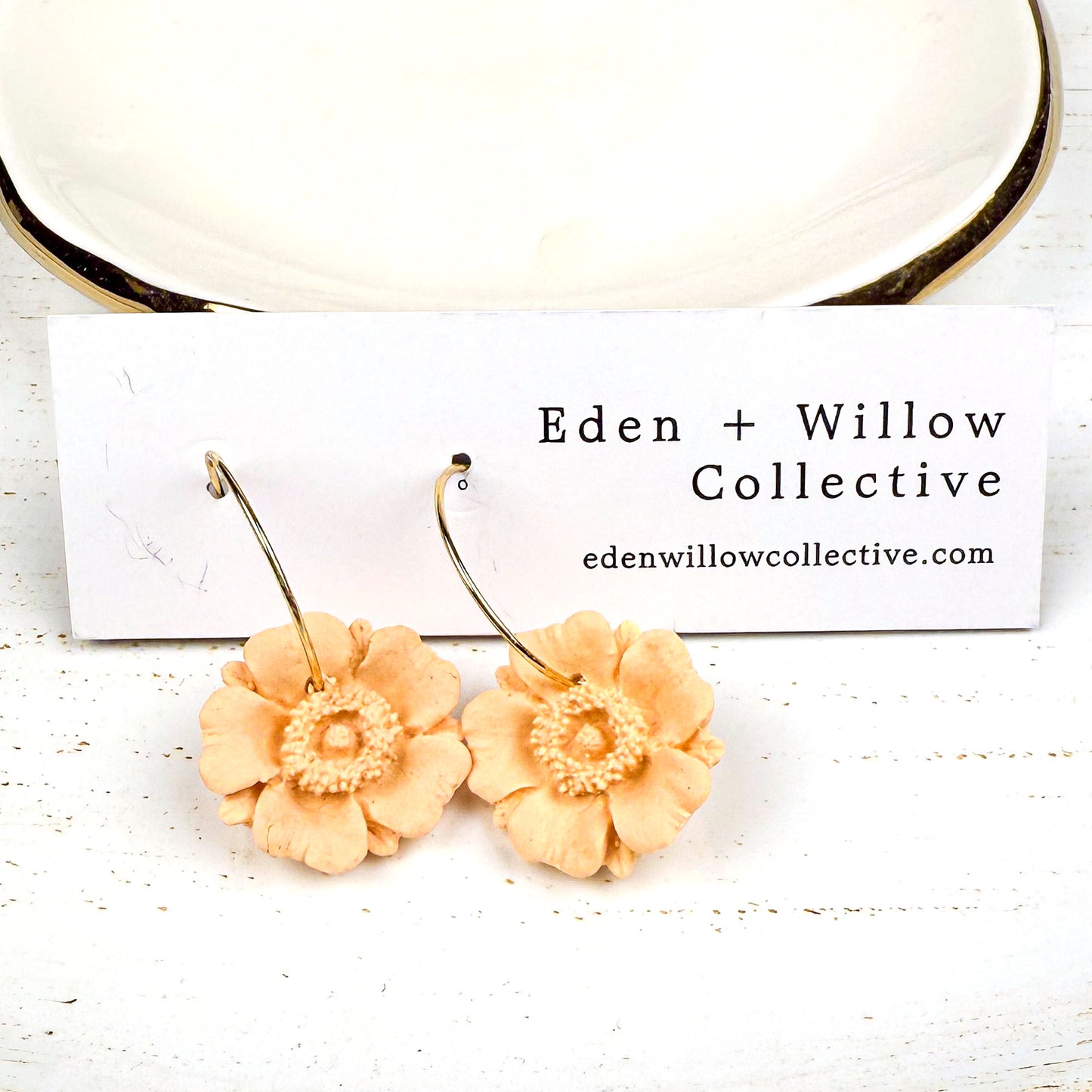 Yellow Poppy Earrings – Handmade Polymer Clay Floral Hoops for Everyday Boho Style