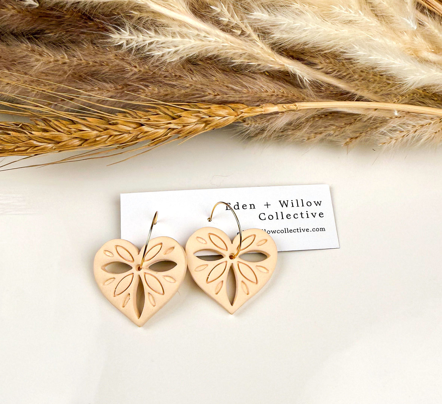 Heart Hoop Earrings – Valentine’s Day Gift for Her, Handmade Boho Polymer Clay Jewelry