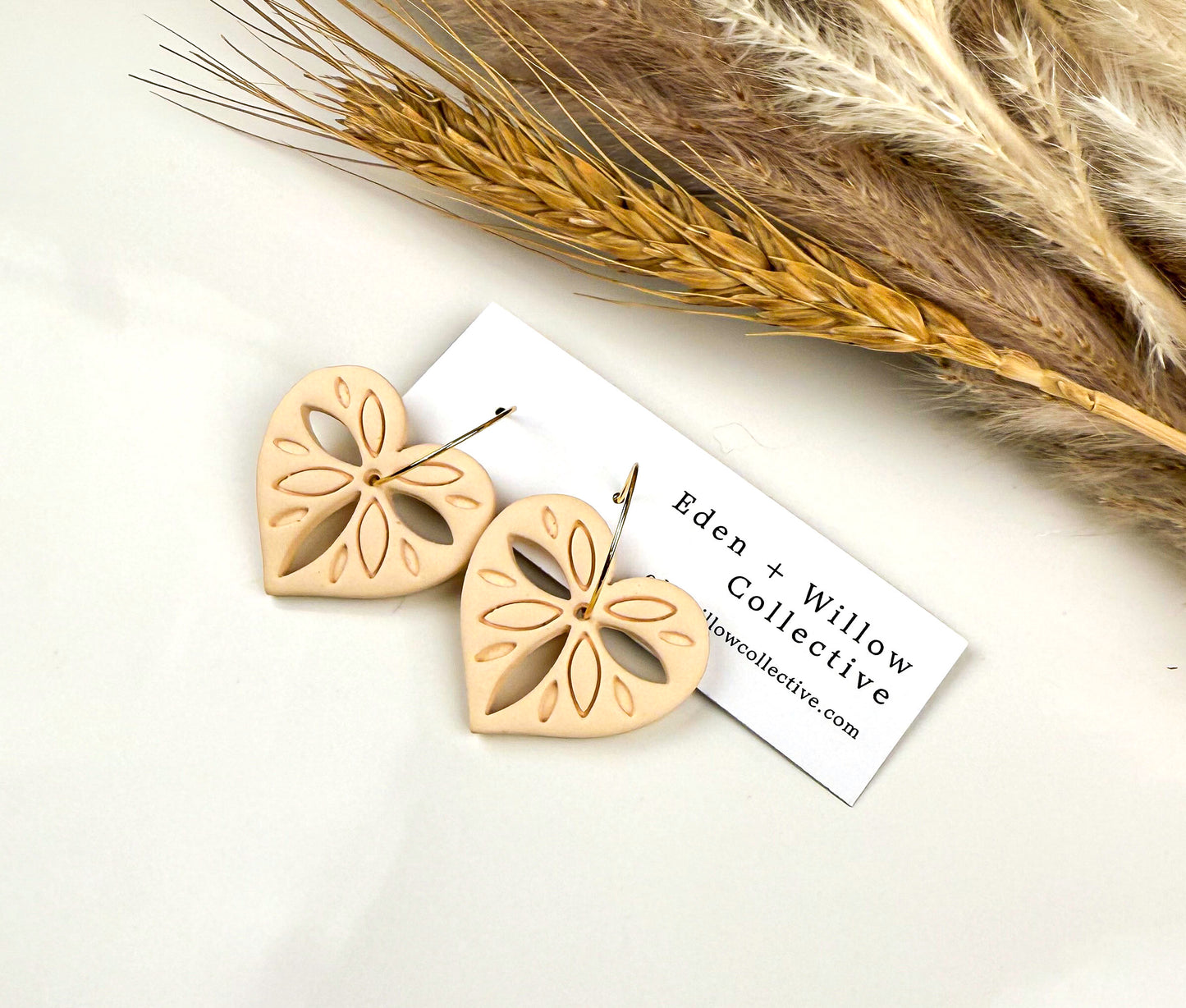 Heart Hoop Earrings – Valentine’s Day Gift for Her, Handmade Boho Polymer Clay Jewelry