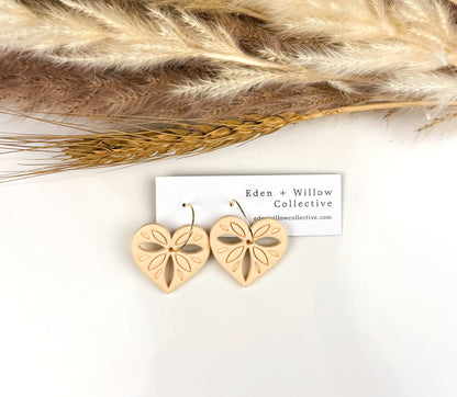 Heart Hoop Earrings – Valentine’s Day Gift for Her, Handmade Boho Polymer Clay Jewelry