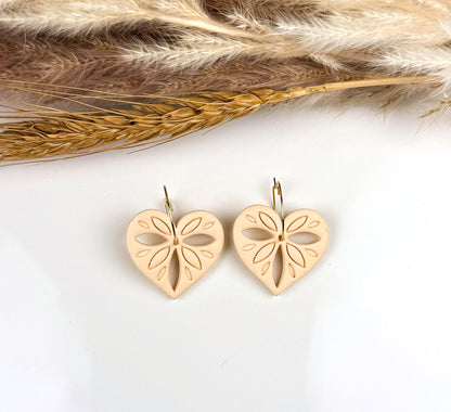 Heart Hoop Earrings – Valentine’s Day Gift for Her, Handmade Boho Polymer Clay Jewelry