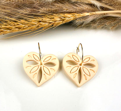 Heart Hoop Earrings – Valentine’s Day Gift for Her, Handmade Boho Polymer Clay Jewelry