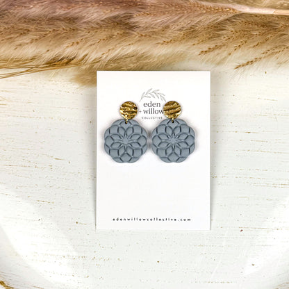 Blue Mandala Earrings – Handmade Polymer Clay Statement Jewelry