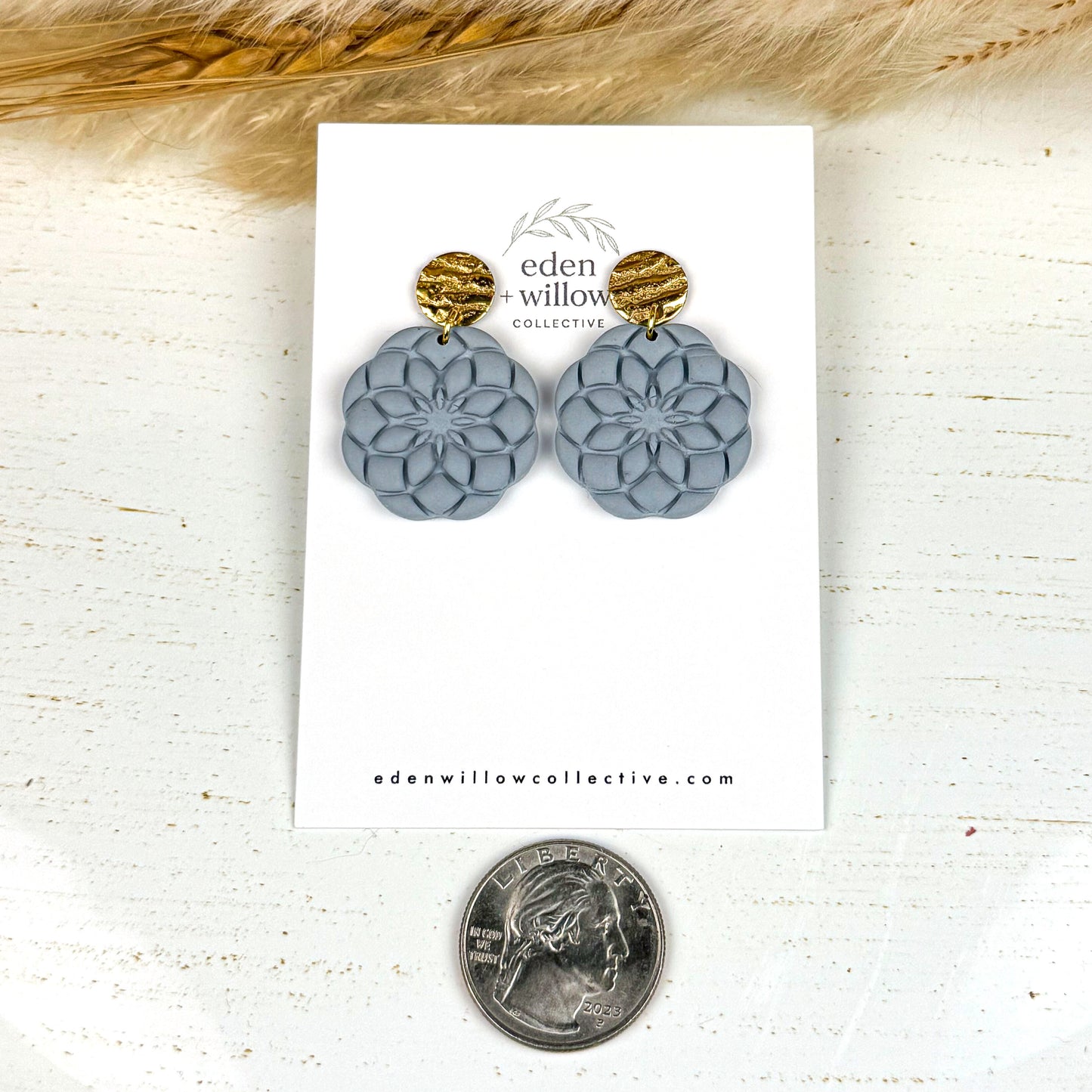 Blue Mandala Earrings – Handmade Polymer Clay Statement Jewelry