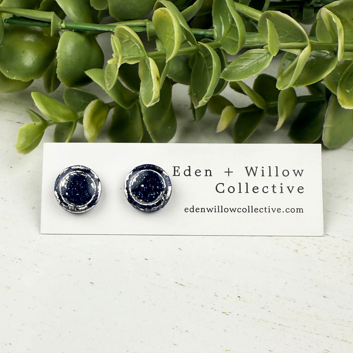 Mini Circle Stud Earrings – Everyday Polymer Clay with Gold Accent