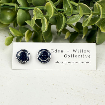 Mini Circle Stud Earrings – Everyday Polymer Clay with Gold Accent