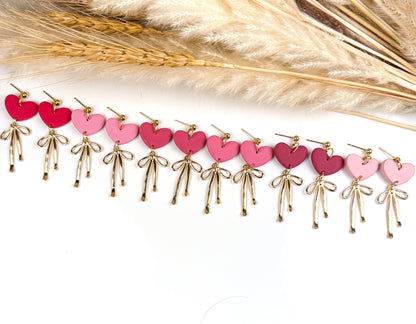 Coquette Heart Clay Dangle Earrings