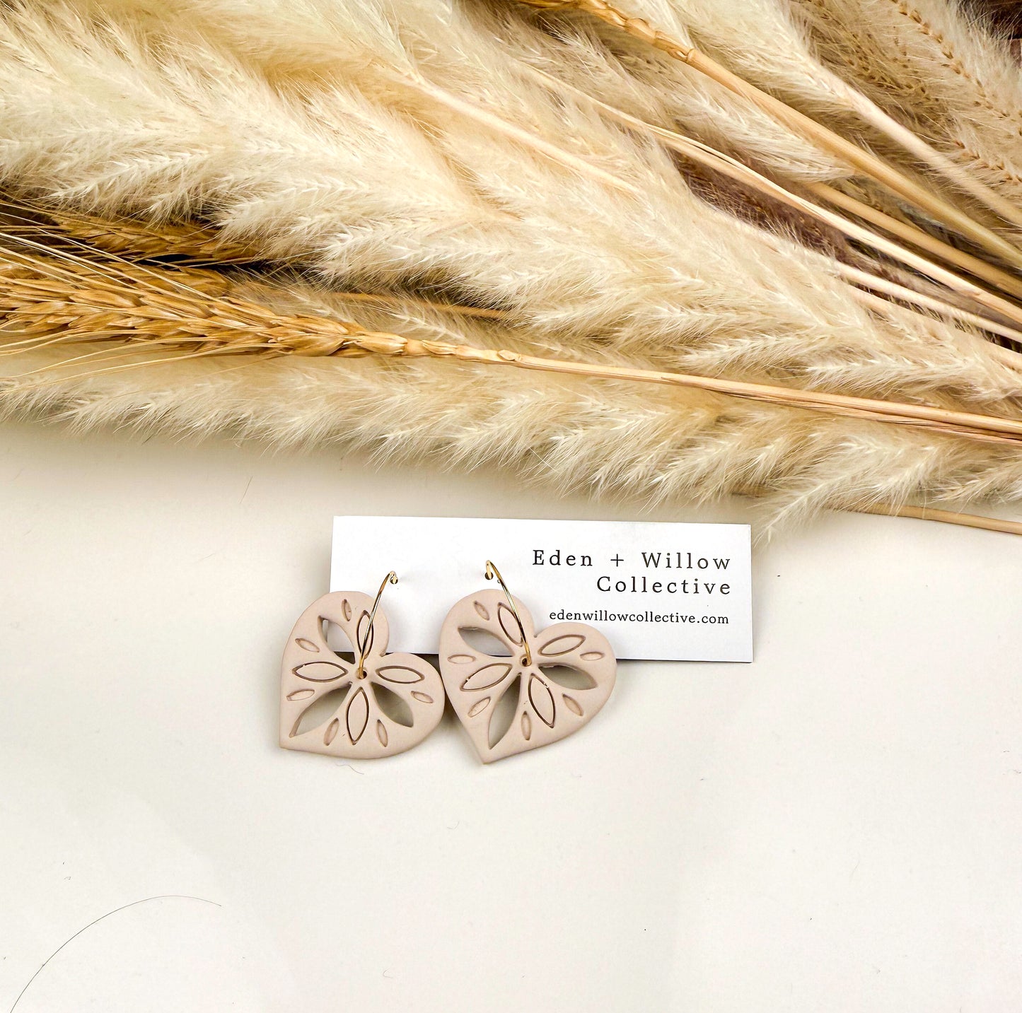 Heart Hoop Earrings – Valentine’s Day Gift for Her, Handmade Boho Polymer Clay Jewelry