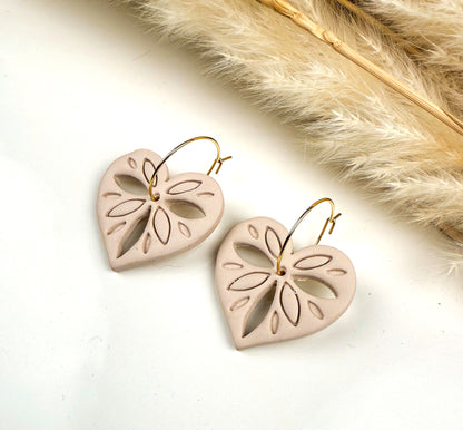 Heart Hoop Earrings – Valentine’s Day Gift for Her, Handmade Boho Polymer Clay Jewelry