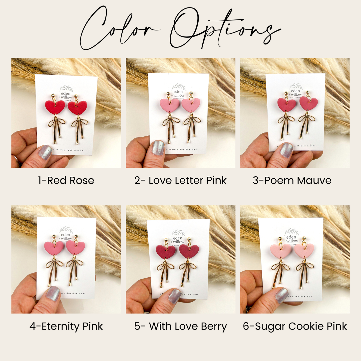 Coquette Heart Clay Dangle Earrings