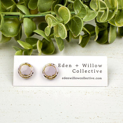 Mini Circle Stud Earrings – Everyday Polymer Clay with Gold Accent