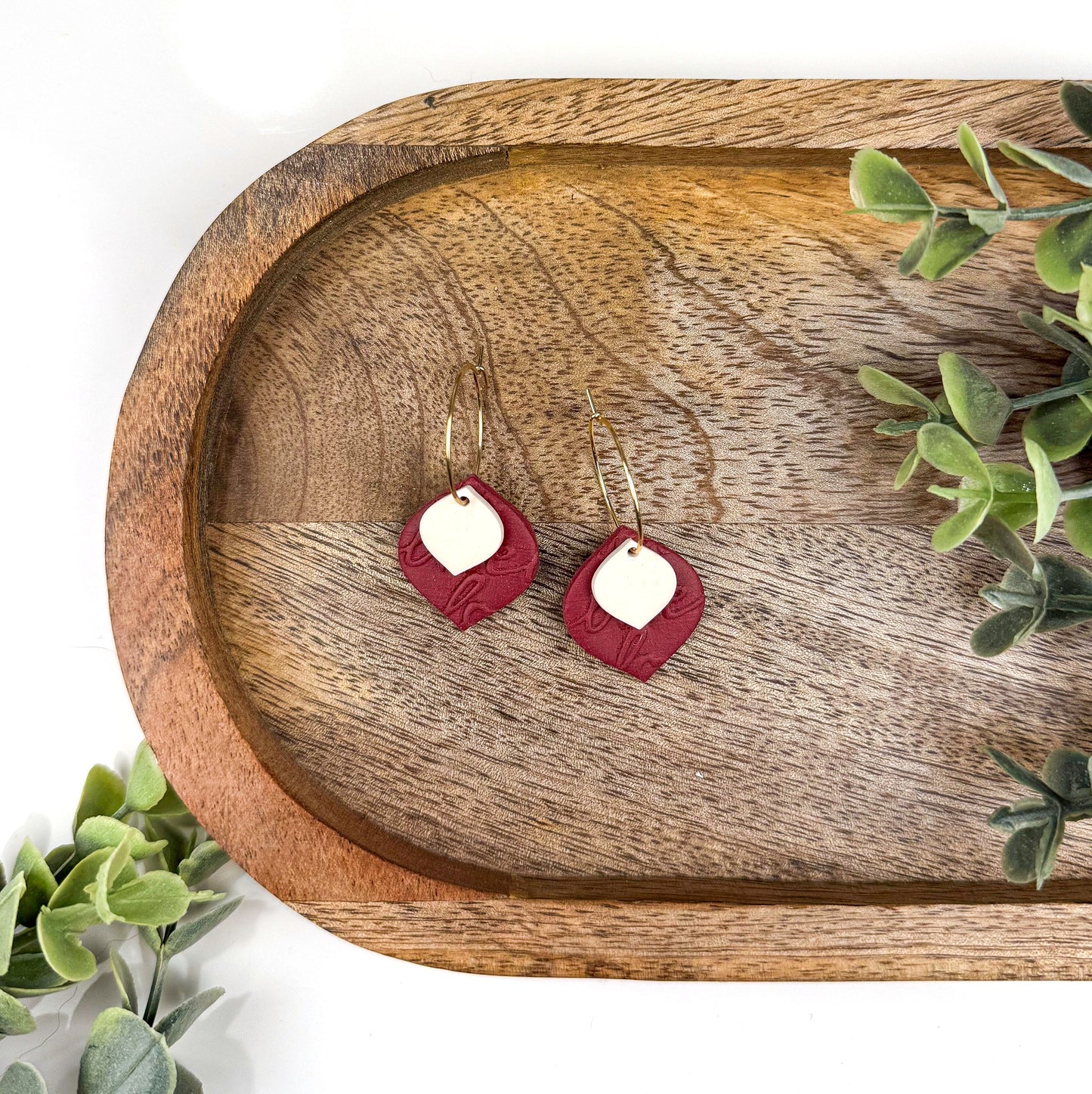 Valentine Heart Hoop Earrings – Handmade Polymer Clay Love Earrings