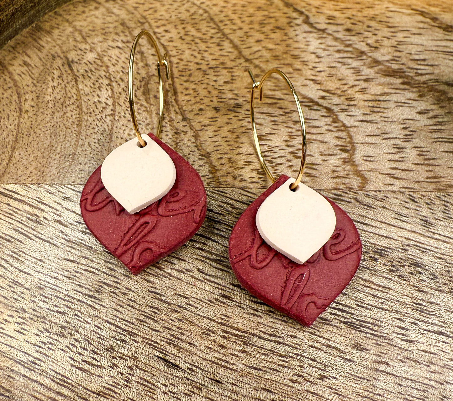 Valentine Heart Hoop Earrings – Handmade Polymer Clay Love Earrings