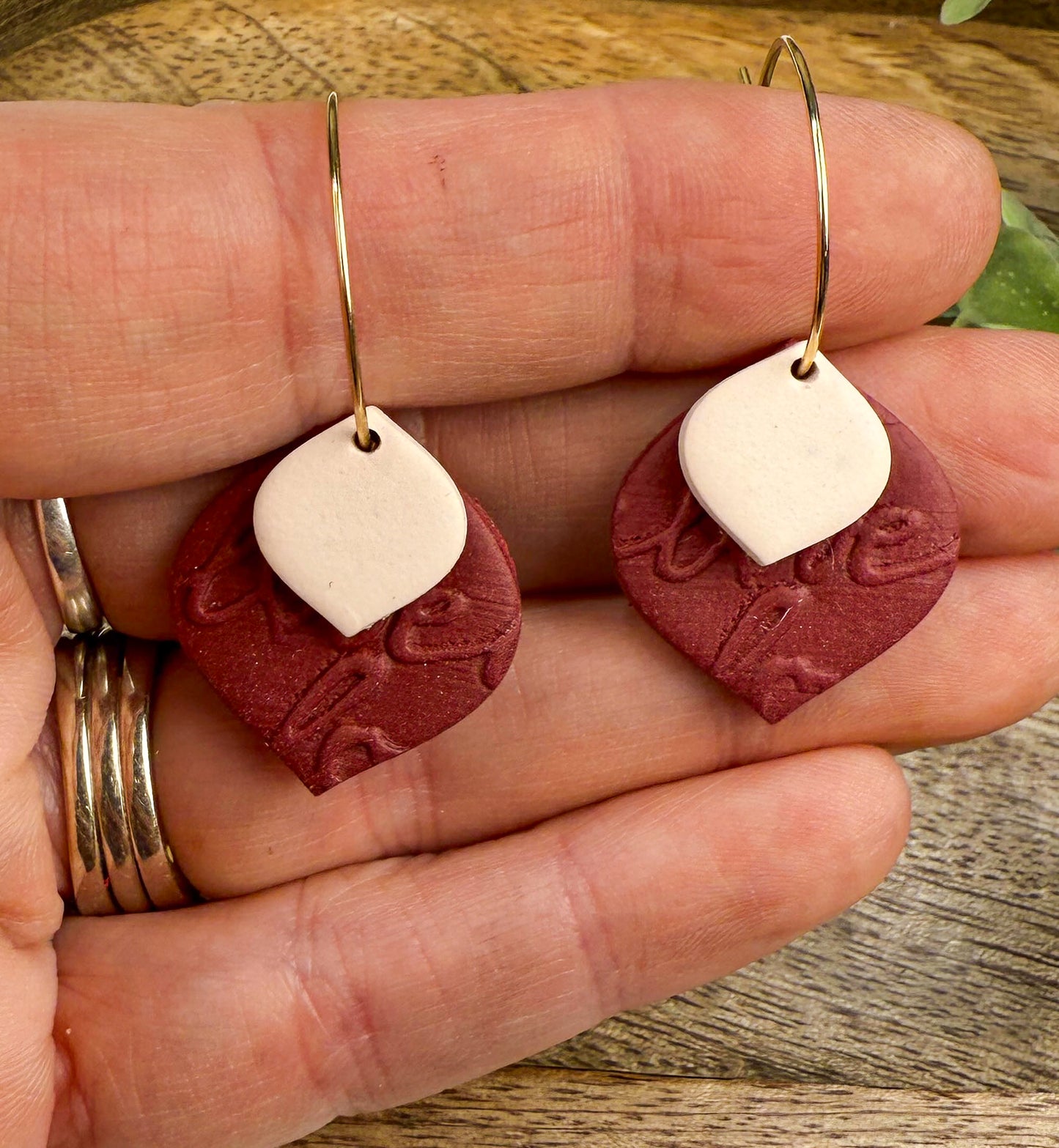 Valentine Heart Hoop Earrings – Handmade Polymer Clay Love Earrings