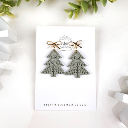 Nordic Christmas Tree Earrings – Handmade Holiday Polymer Clay Jewelry