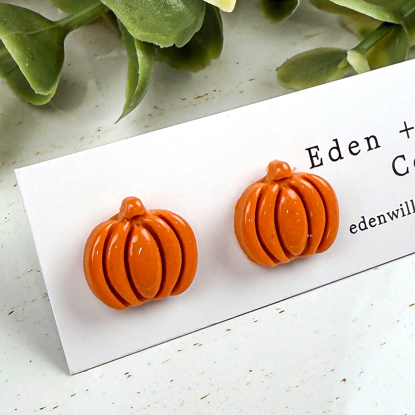 Pumpkin Stud Earrings – Fall Polymer Clay Jewelry | Autumn Harvest Earrings