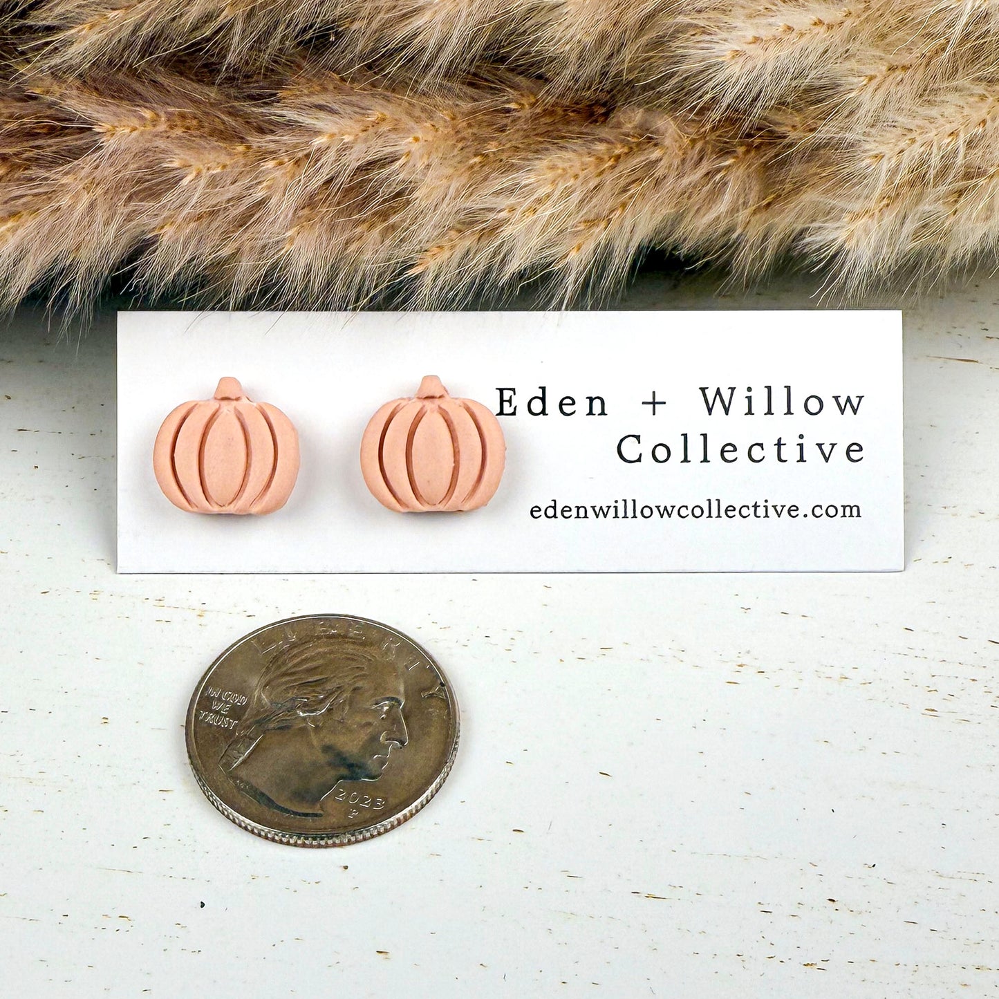 Pink Pumpkin Earrings – Handmade Clay Studs for Cozy Fall and Autumn Everyday Wear