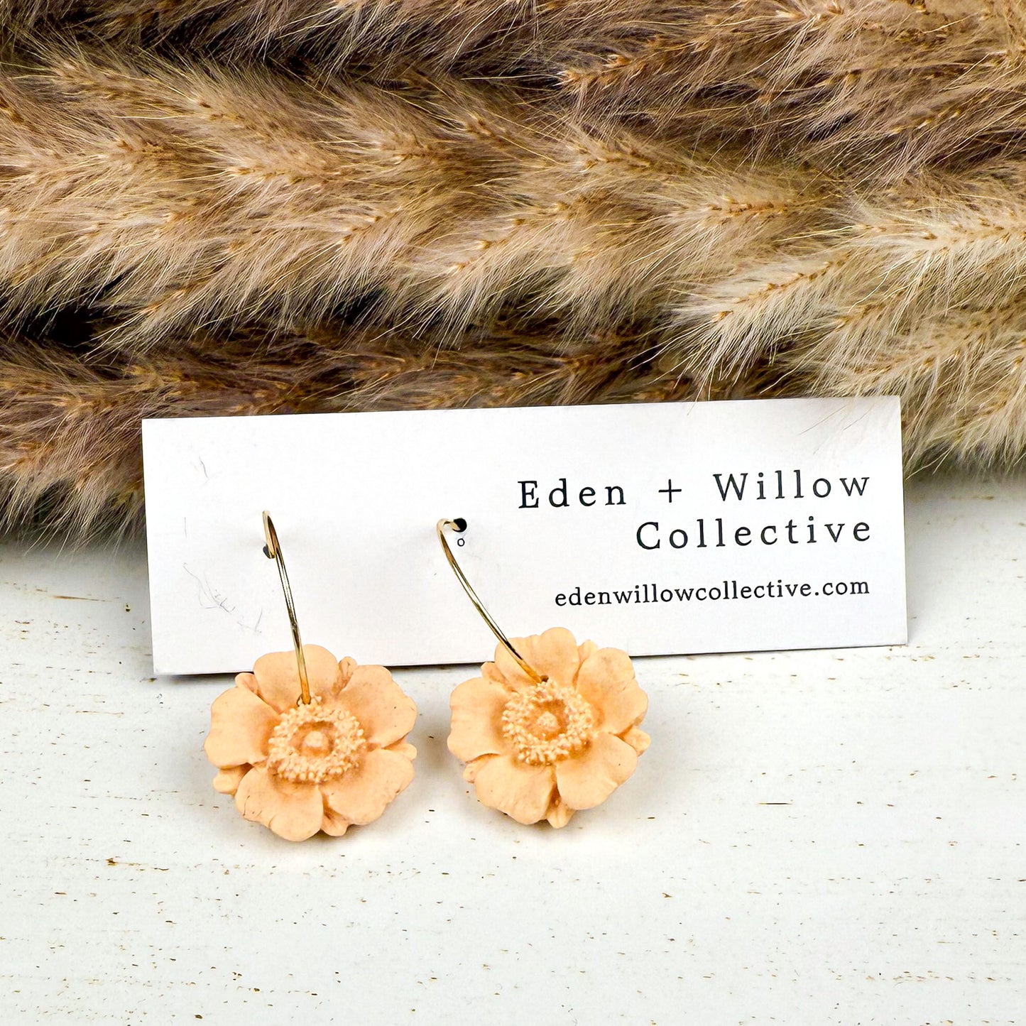 Yellow Poppy Earrings – Handmade Polymer Clay Floral Hoops for Everyday Boho Style