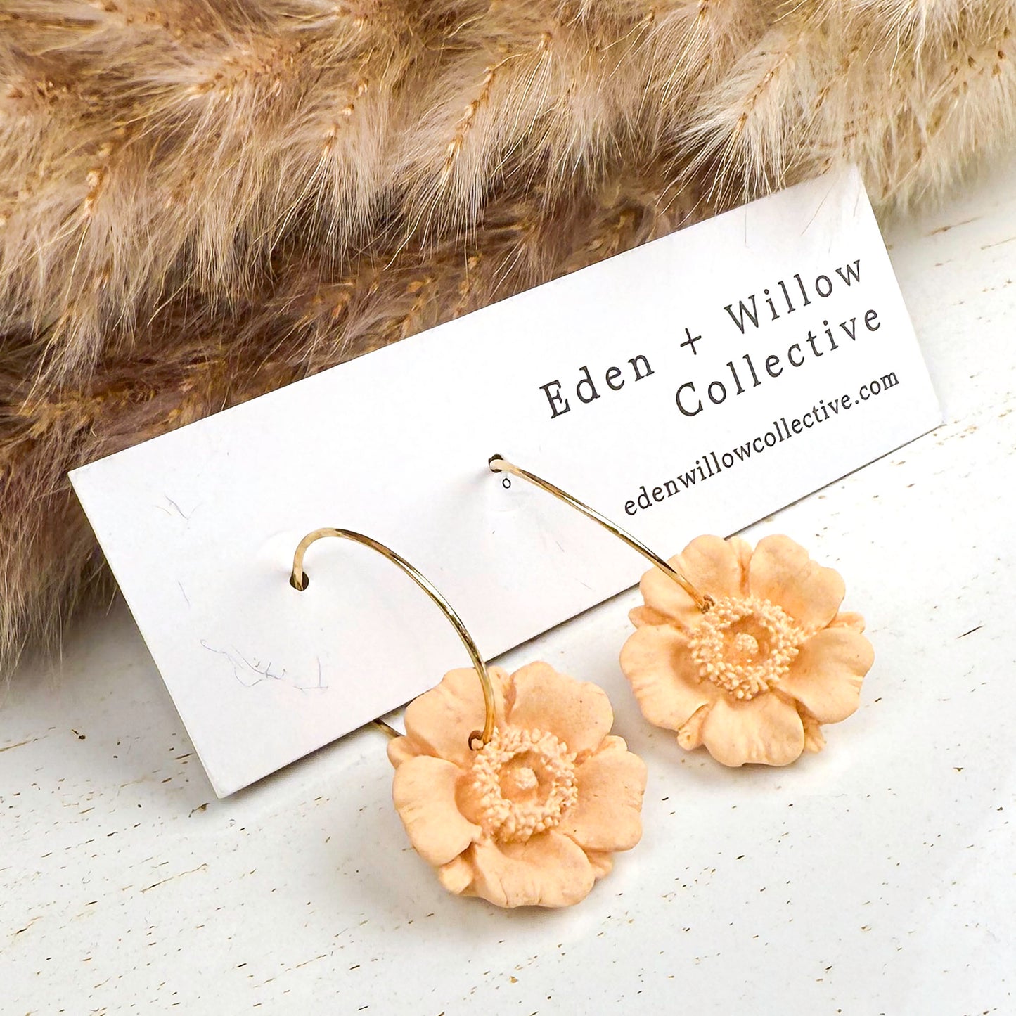 Yellow Poppy Earrings – Handmade Polymer Clay Floral Hoops for Everyday Boho Style