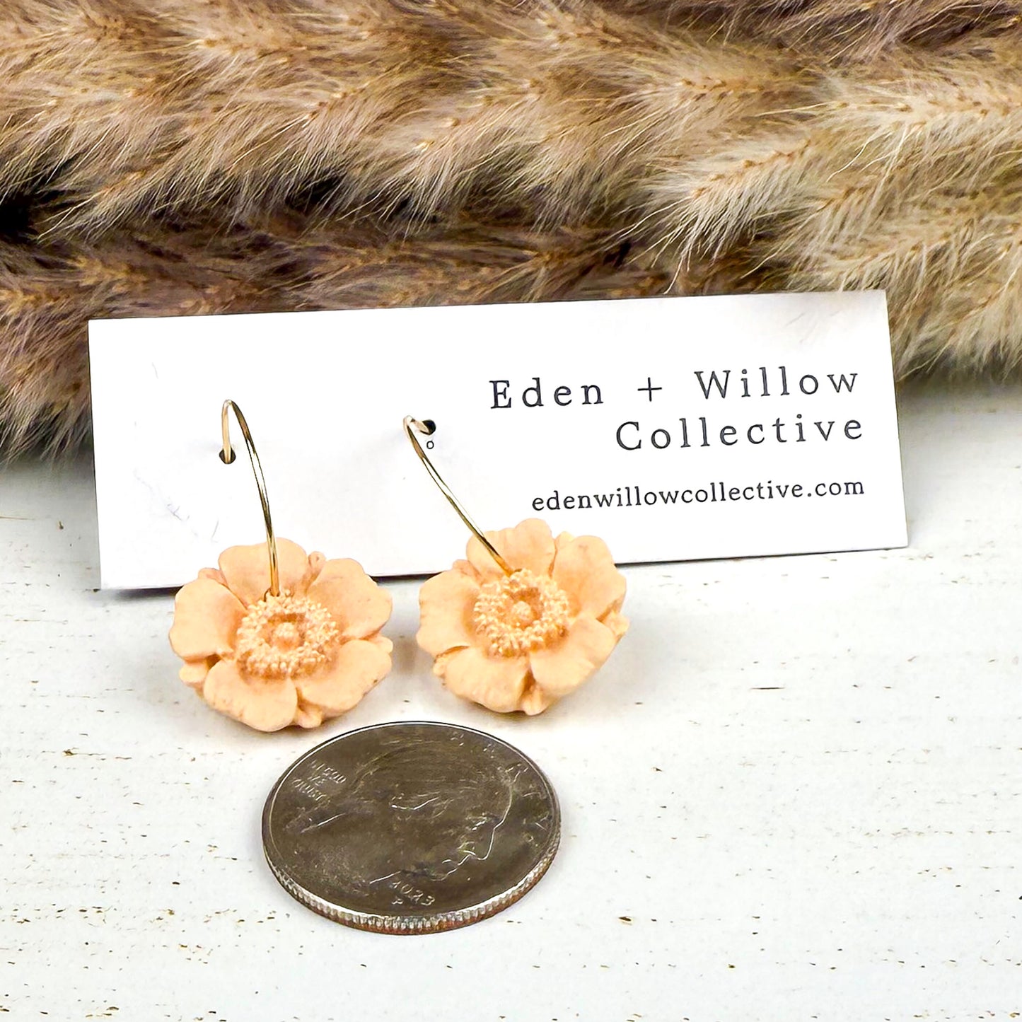 Yellow Poppy Earrings – Handmade Polymer Clay Floral Hoops for Everyday Boho Style