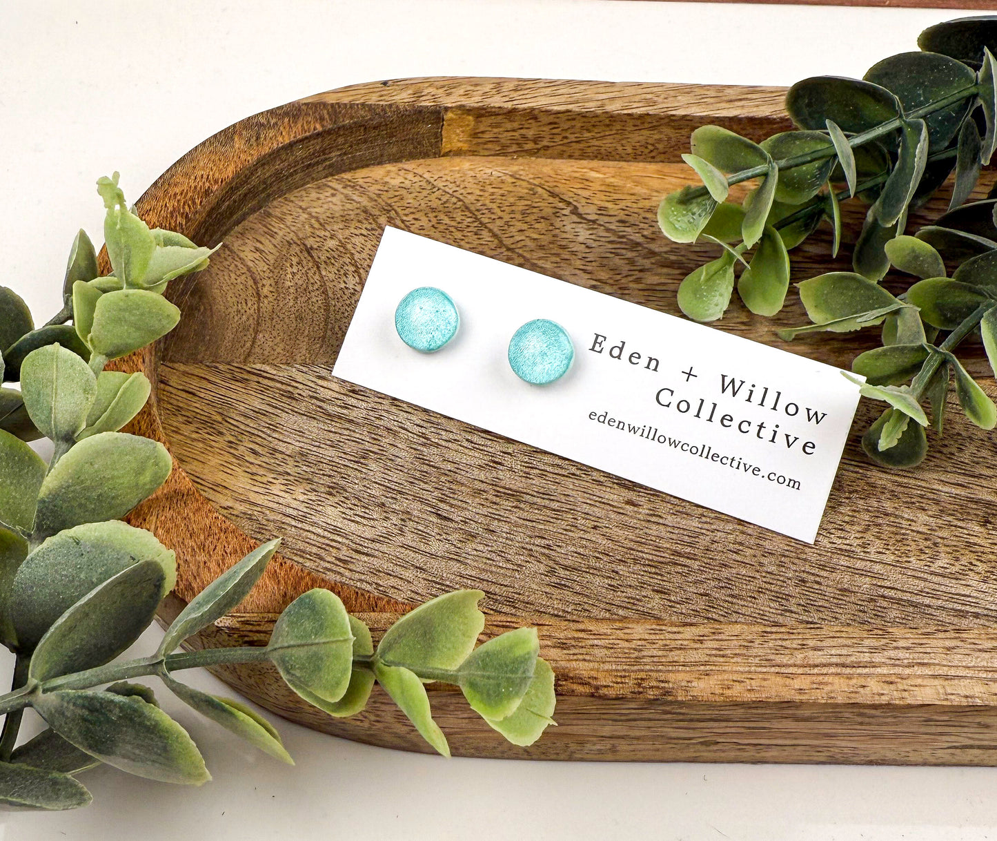 Teal Green Polymer Clay Stud Earrings – Stillwater Collection