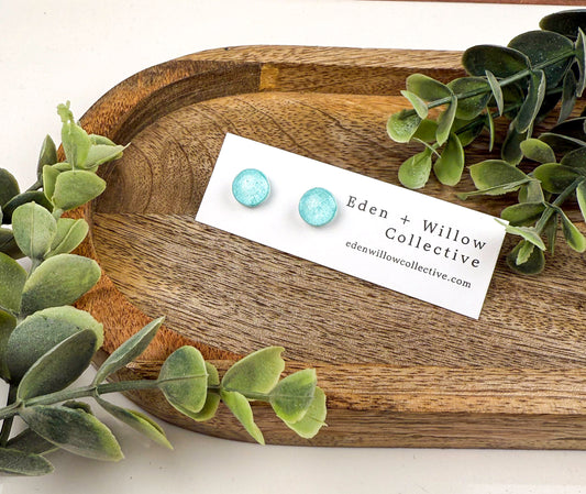 Teal Green Polymer Clay Stud Earrings – Stillwater Collection