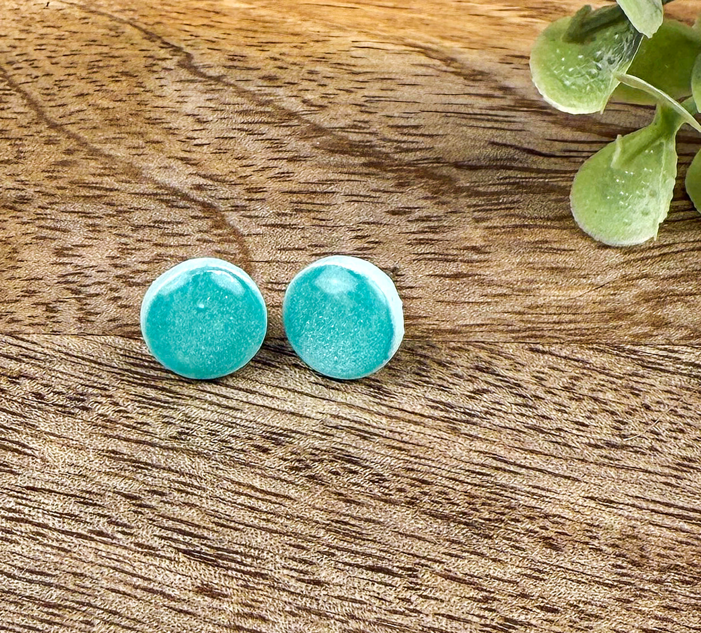 Teal Green Polymer Clay Stud Earrings – Stillwater Collection