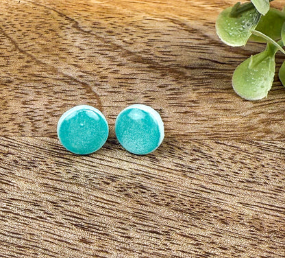 Teal Green Polymer Clay Stud Earrings – Stillwater Collection