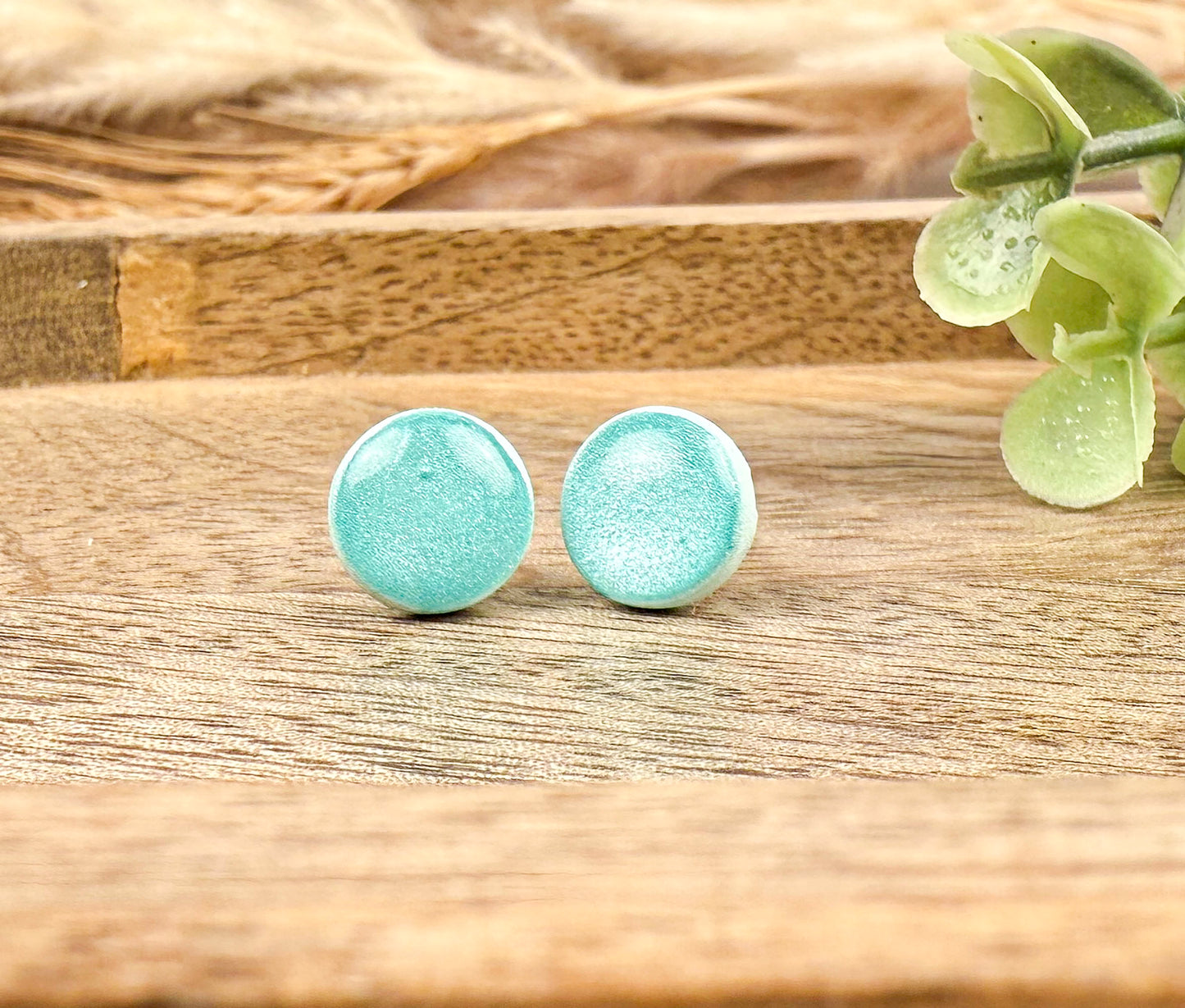 Teal Green Polymer Clay Stud Earrings – Stillwater Collection