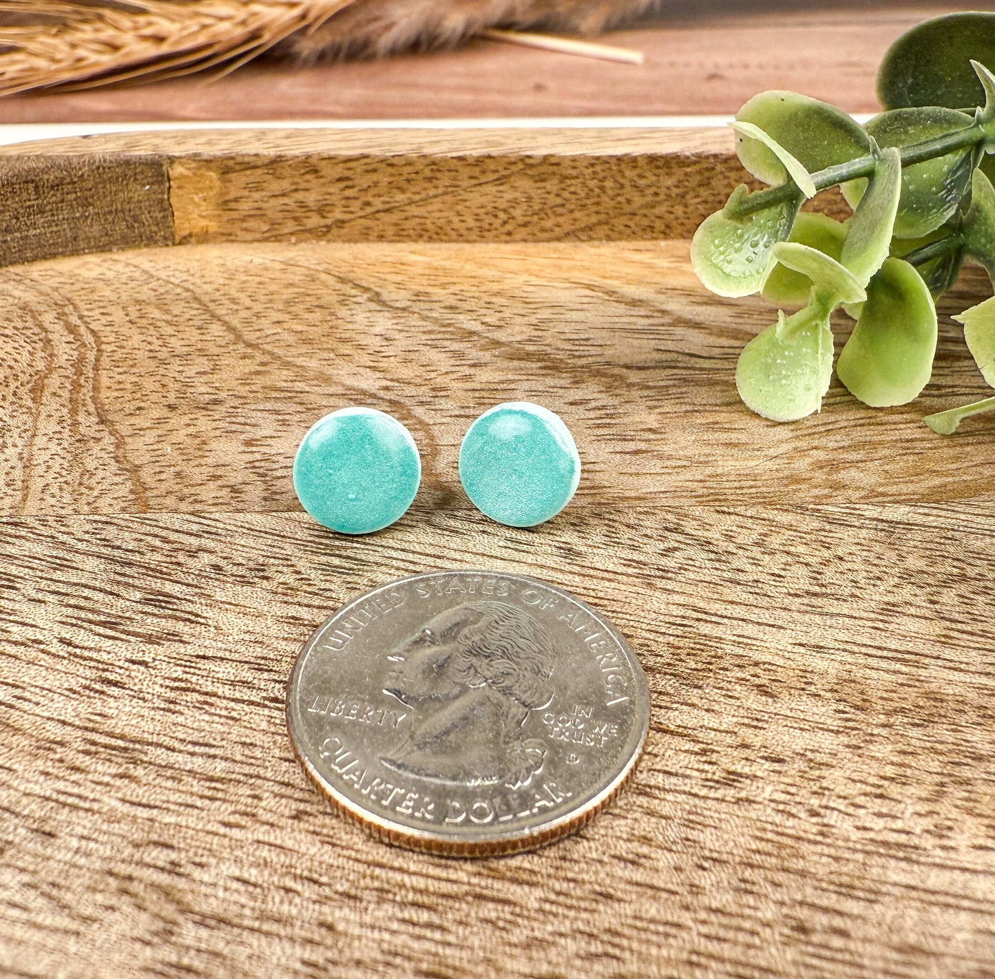 Teal Green Polymer Clay Stud Earrings – Stillwater Collection