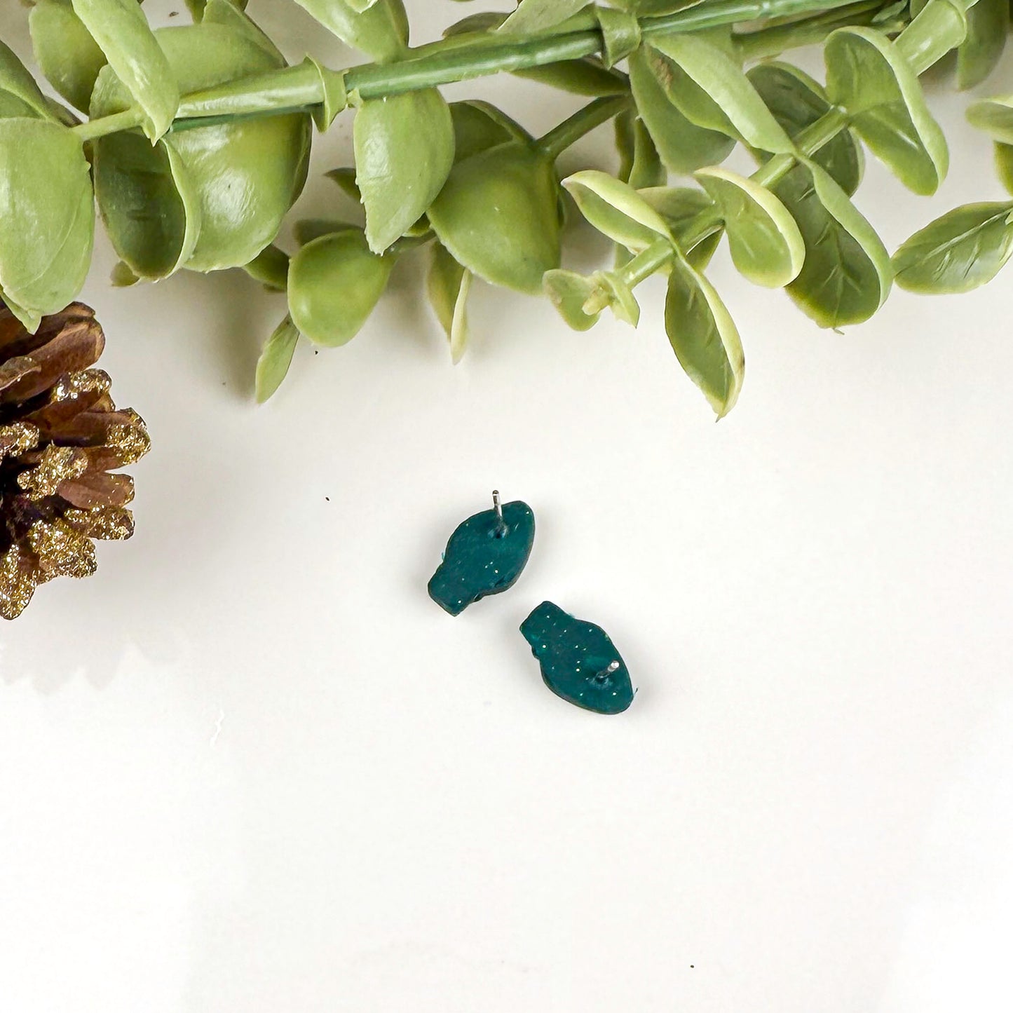 Red and Green Christmas Earrings - Festive Light Bulb Studs